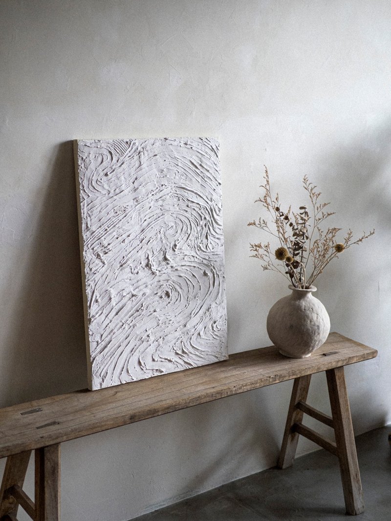 Minimalist Gypsum Painting [Finger Wipe] Large / Inventory / Handmade / Shooting Background - โปสเตอร์ - ปูน ขาว