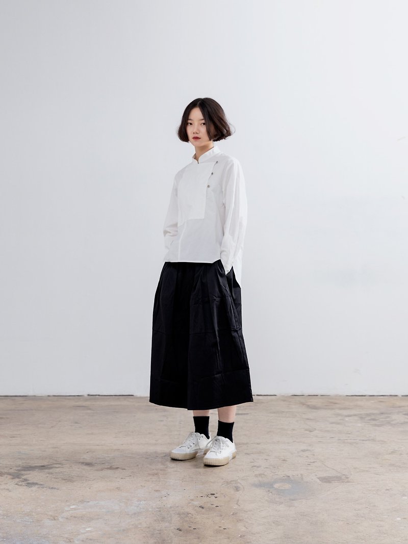 #694 White cotton Chinese cardigan long-sleeved shirt - เสื้อเชิ้ตผู้หญิง - ผ้าฝ้าย/ผ้าลินิน ขาว