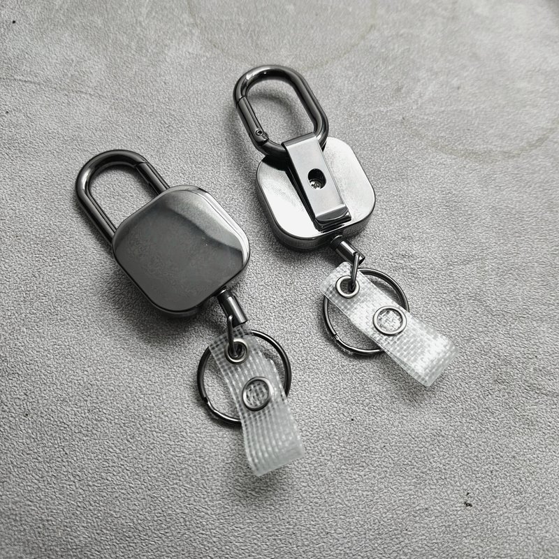 Camping carabiner metal telescopic buckle easy-pull buckle document buckle key ring steel wire back clip - Lanyards & Straps - Other Metals 