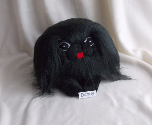 สุนัขปักกิ่ง/ตุ๊กตาสุนัข/หมาขนยาว/ สีดำล้วน ขนเทียมยาว/ ทรงกลม รูปทรงกลม -  สตูดิโอ Pillows Rollanda ตุ๊กตา - Pinkoi