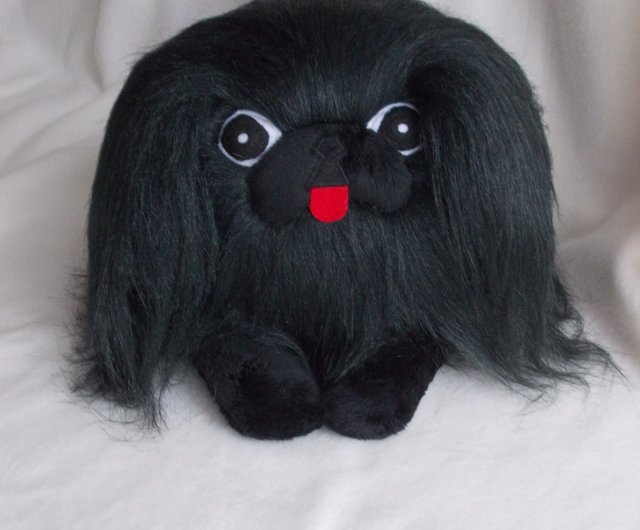 lovely Pekingese dog 14x10cm furry fur dog model toy polyethylene