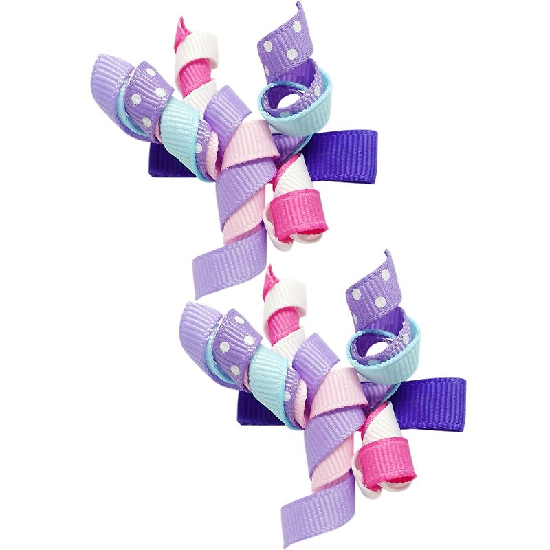 捲捲緞帶髮夾兩入組 全包布手工髮飾Curl Ribbon-Lilac - 髮夾/髮飾 - 聚酯纖維 紫色