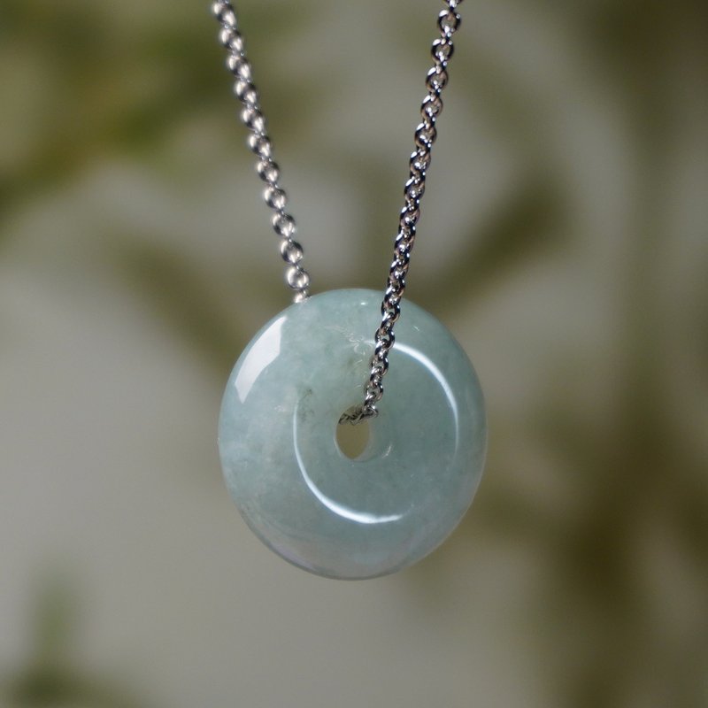 【May ‧Peace】Ice Jadeite Peace Buckle Pendant | Natural Burmese Jadeite A Grade | Gift - พวงกุญแจ - หยก สีเขียว