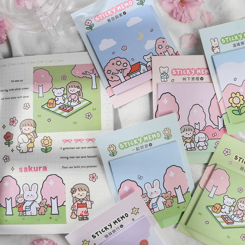 Infeel.Me warm air sticky note N times stick [Sakura Story] series sticky notes - กระดาษโน้ต - กระดาษ 