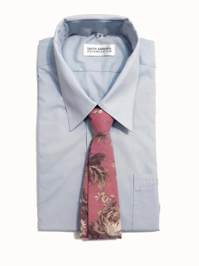 Neckties Floral Pink - เนคไท/ที่หนีบเนคไท - ผ้าฝ้าย/ผ้าลินิน สึชมพู