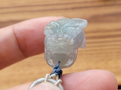秦翠] 天然翡翠氷種古肉上質素材手彫り如意貔貅ネックレス貔貅園