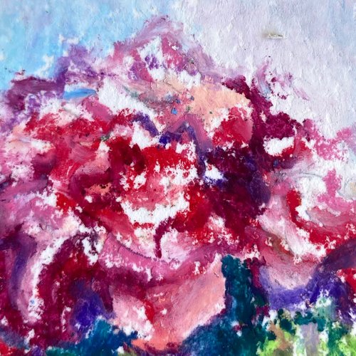 バラと少女 パステル画 𓂃 𓈒𓏸◌ パステルワールドへようこそ🤍🩷 ‎. #パステルカラー