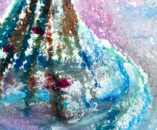 バラ オイルパステル画 花の静物画 ミニアート - ショップ