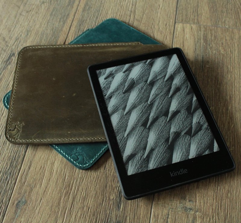 Kindle Paperwhite leather sleeve for paperwhite 11th gen 2021 teal army green - 平板/電腦保護殼/保護貼 - 真皮 綠色