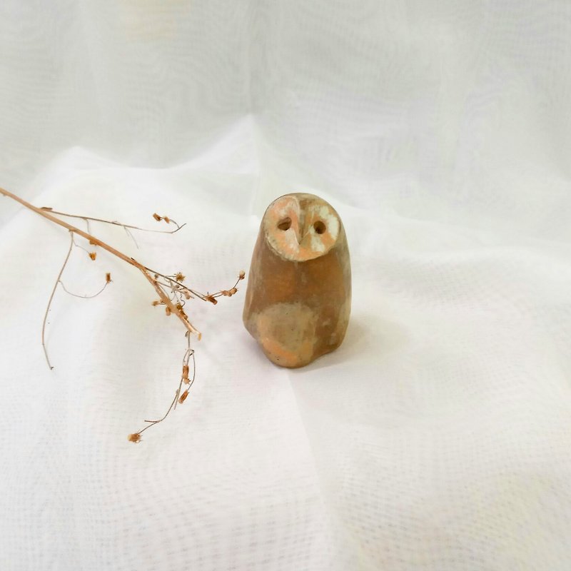 Apple face glazed flow owl (large) print product - เซรามิก - ดินเผา สีนำ้ตาล