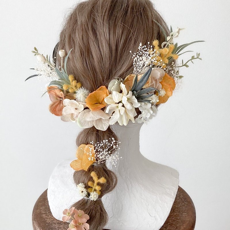 枯れない花の髪飾り - ヘアアクセサリー - その他の素材 イエロー
