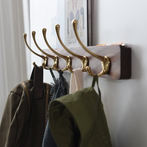 Solid wood clothes hangers 3 pieces/set North American black walnut + brass  beauty - Shop CHONG Hangers & Hooks - Pinkoi