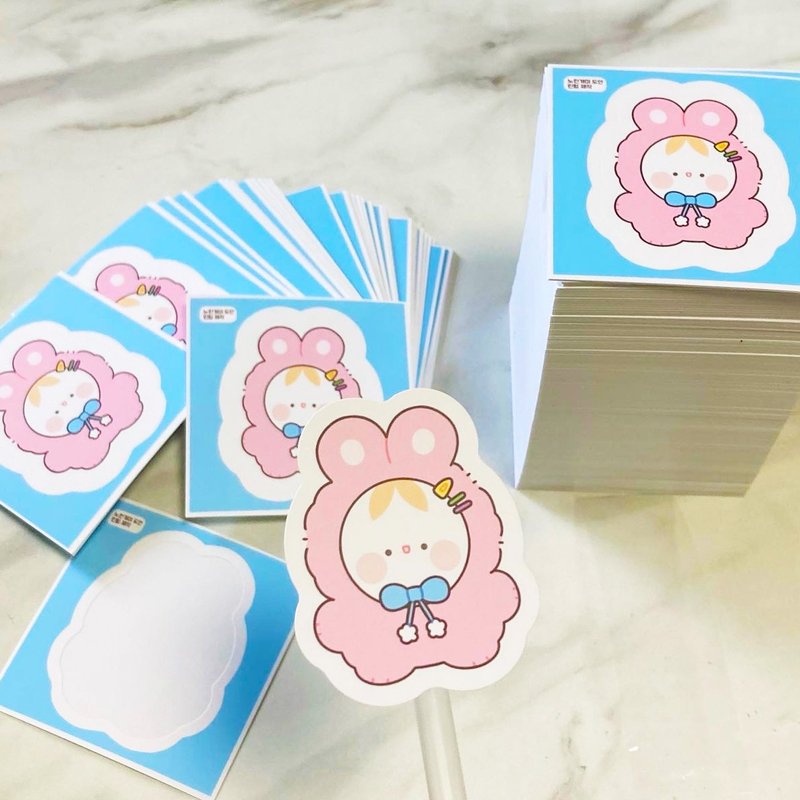 fluffy doll-shaped PPUI peel-off sticker - Korean Cute Diary (lintam) - 貼紙 - 紙 粉紅色