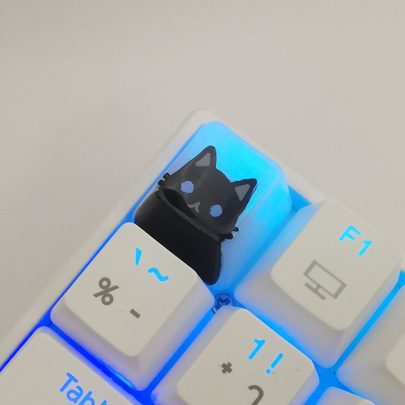 OEM Keycap black cat (light through the eyes) - 電腦配件 - 塑膠 透明