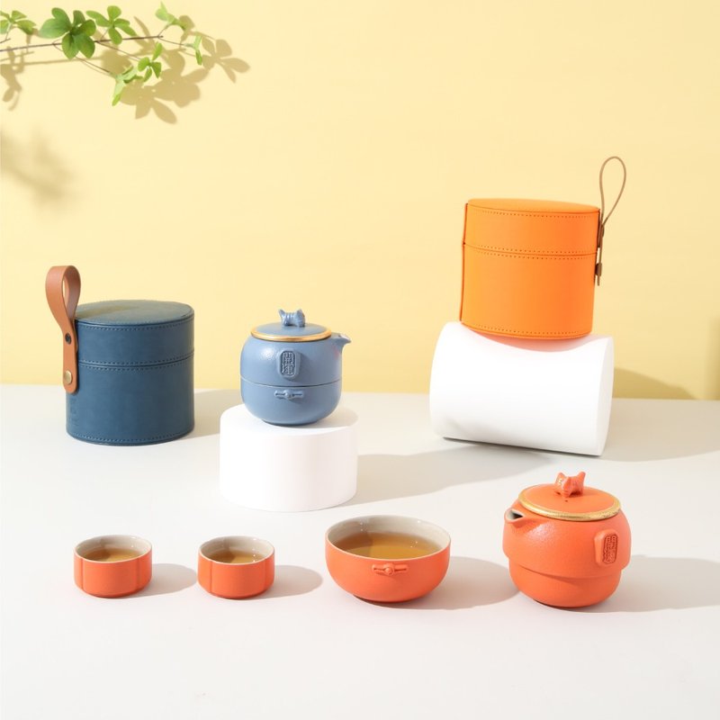 陸寶 開運吉福 茶器 1壺3包+便攜包 旅行茶組 - 茶壺/茶杯/茶具 - 陶 
