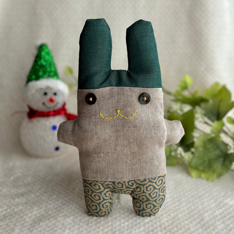 stuffed rabbit in green hat - Kids' Toys - Cotton & Hemp Green