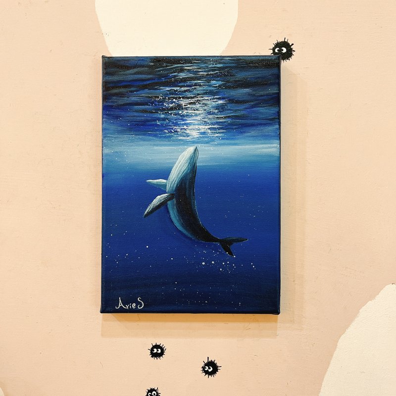 Summer Ocean Whale Acrylic Oil Painting Course Birthday Gift No Painting Basics Can Be Learned - วาดภาพ/ศิลปะการเขียน - ผ้าฝ้าย/ผ้าลินิน 