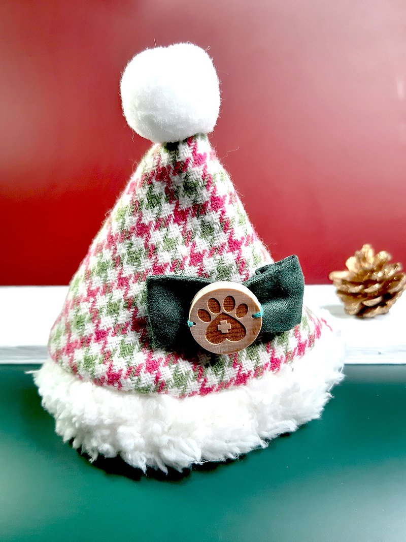 The master sells cute-colorful Christmas series-Christmas hat (grass green) - ชุดสัตว์เลี้ยง - ผ้าฝ้าย/ผ้าลินิน สีเขียว