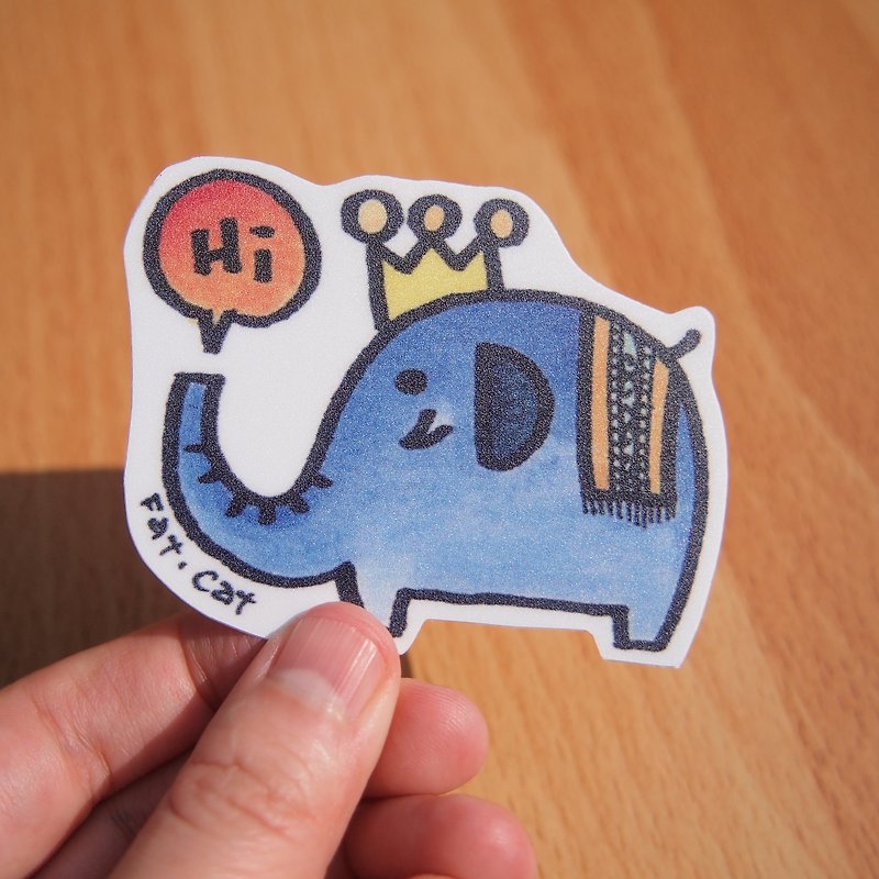Waterproof Sticker-Elephant (Blue) - Stickers - Paper Multicolor