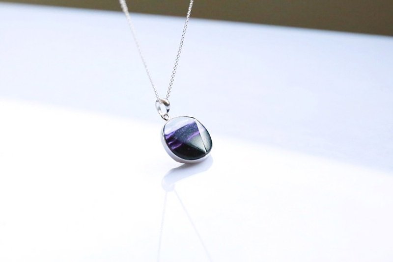 [Ofelia arts & crafts] natural fluorite silver necklace (Limited a) [J72- Fay] - Necklaces - Gemstone Purple