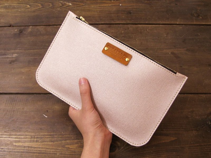 Mini clutch bag (Champagne Pink Gold) - กระเป๋าถือ - ผ้าฝ้าย/ผ้าลินิน สึชมพู