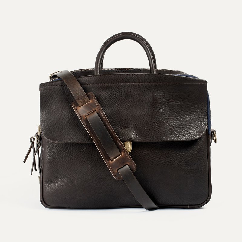 Bleu de Chauffe-Zeppo Leather Briefcase_Coffee Brown - Briefcases & Doctor Bags - Genuine Leather 