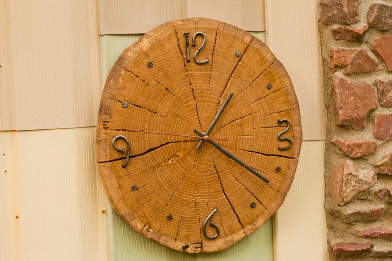 Wall clock Oak natural, Wall Clock art Log - นาฬิกา - ไม้ 