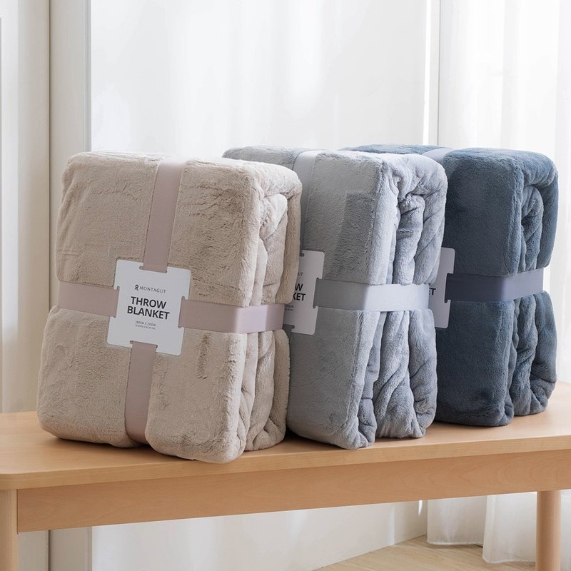 送禮首選-法蘭絨雙面三角針毯/霧沙 - 被/毛毯 - 聚酯纖維 卡其色