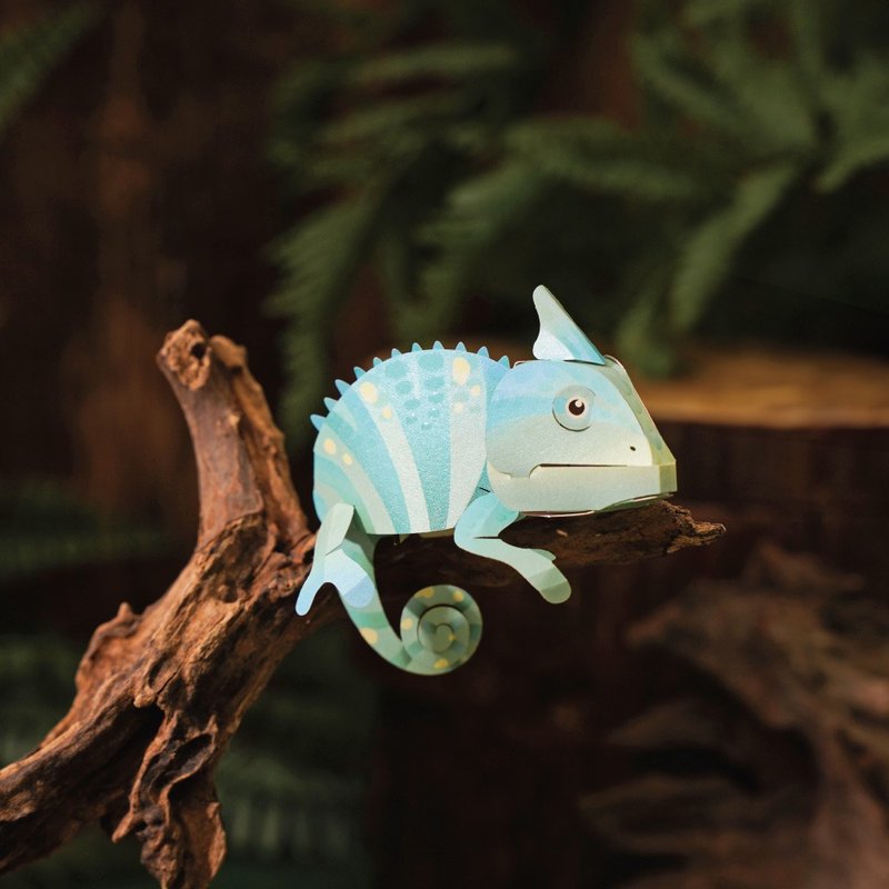 紙模型 免膠插片設計【動物雷射材料包】變色龍 I 9028711 紙風景 - 木工/竹藝/紙雕 - 紙 