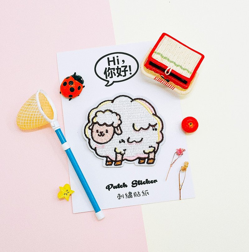 Embroidered Stickers - Sheep - สติกเกอร์ - งานปัก ขาว