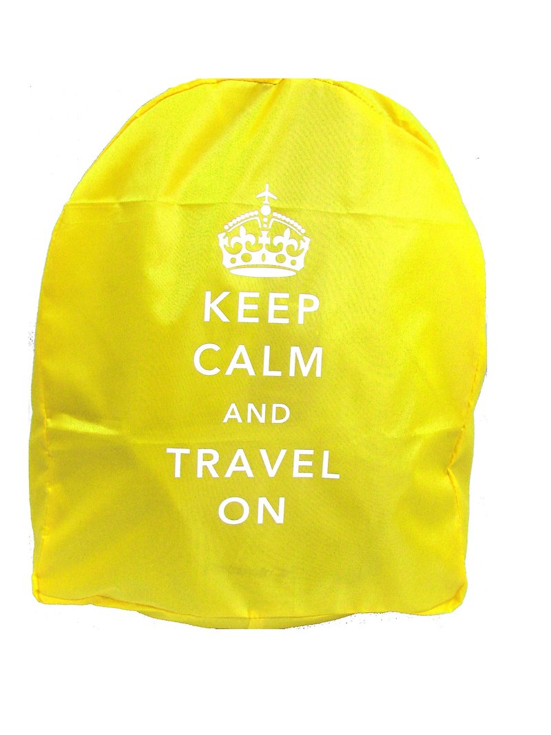 Raincoat Keep Calm & Travel On Neon Backpack Cover - Yellow - กระเป๋าเดินทาง/ผ้าคลุม - วัสดุกันนำ้ สีเหลือง