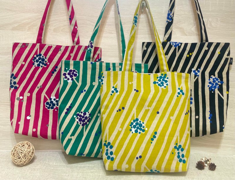 [ma-gi] Large tote bag (bottom) - Ball tree line series**This style has a bottom** - กระเป๋าถือ - ผ้าฝ้าย/ผ้าลินิน 