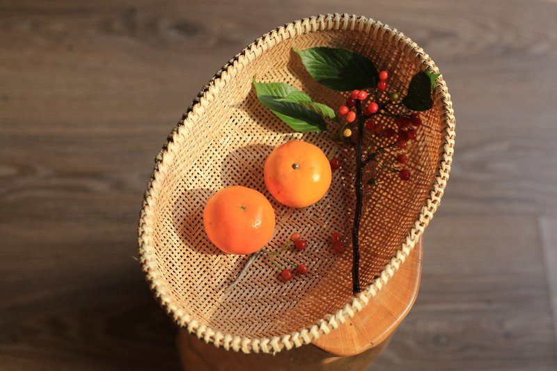 Bamboo Weaving Series | Oval Bamboo Basket Storage Basket | Storage Fruit and Vegetable Drying Basket | Handmade Bamboo Natural Color - Shelves & Baskets - Bamboo 