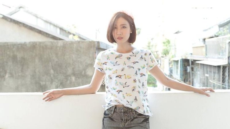 Digu in a kaleidoscope-handmade light cotton short-sleeved top - Women's T-Shirts - Cotton & Hemp White