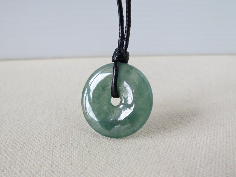 本命年【平安如意】平安扣翡翠韓國蠟線項鍊*PS04*招財、防小人 - 長項鍊 - 寶石 綠色