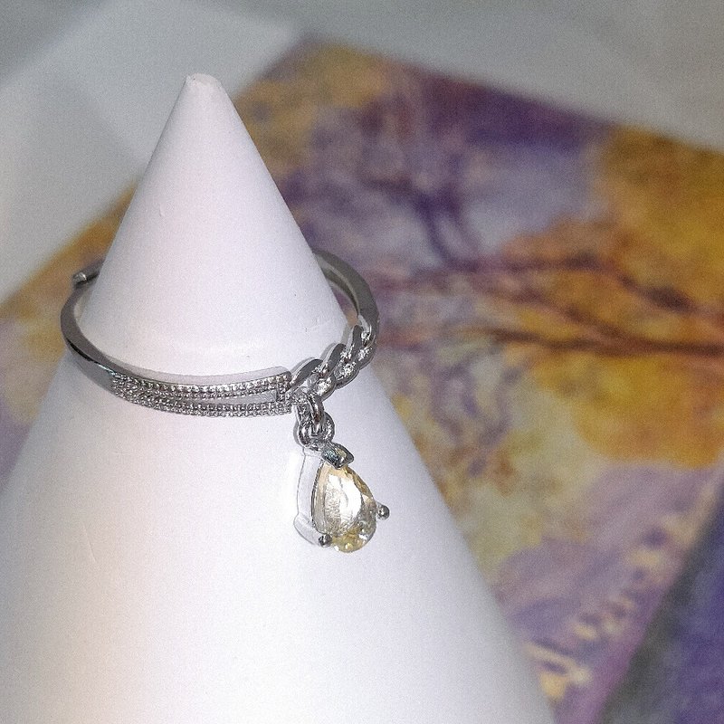 Le Bonheur Citrine Drop Ring Opening Adjustable (Valentine's Day Birthday Gift) - แหวนทั่วไป - เครื่องประดับพลอย สีเหลือง