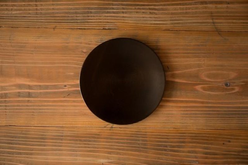 Wipe lacquer wooden plate horse chestnut (chestnut) black 21cm - จานเล็ก - ไม้ สีดำ