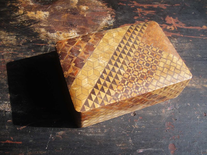 [Old Time OLD-TIME] Early second-hand Japanese Yosegi Zaiko storage collection box - อื่นๆ - วัสดุอื่นๆ หลากหลายสี