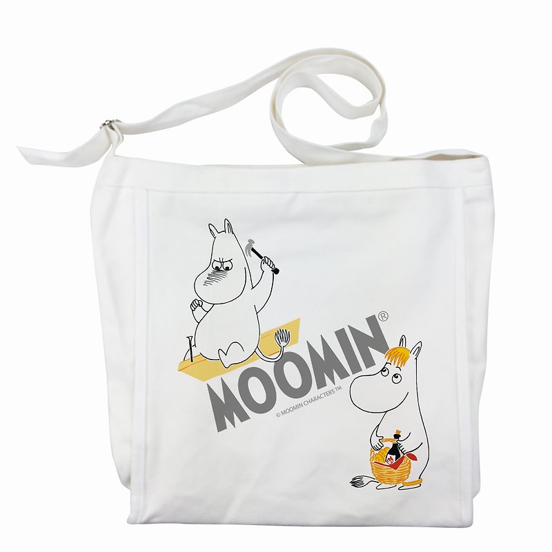 Moomin嚕嚕米授權-大方包(白),AE02 - 側背包/斜孭袋 - 棉．麻 橘色