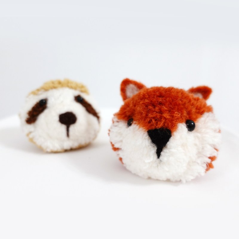 Cute Healing Series - Little Fox Yarn Ball Customized Key Ring Charm - Charms - Wool Red