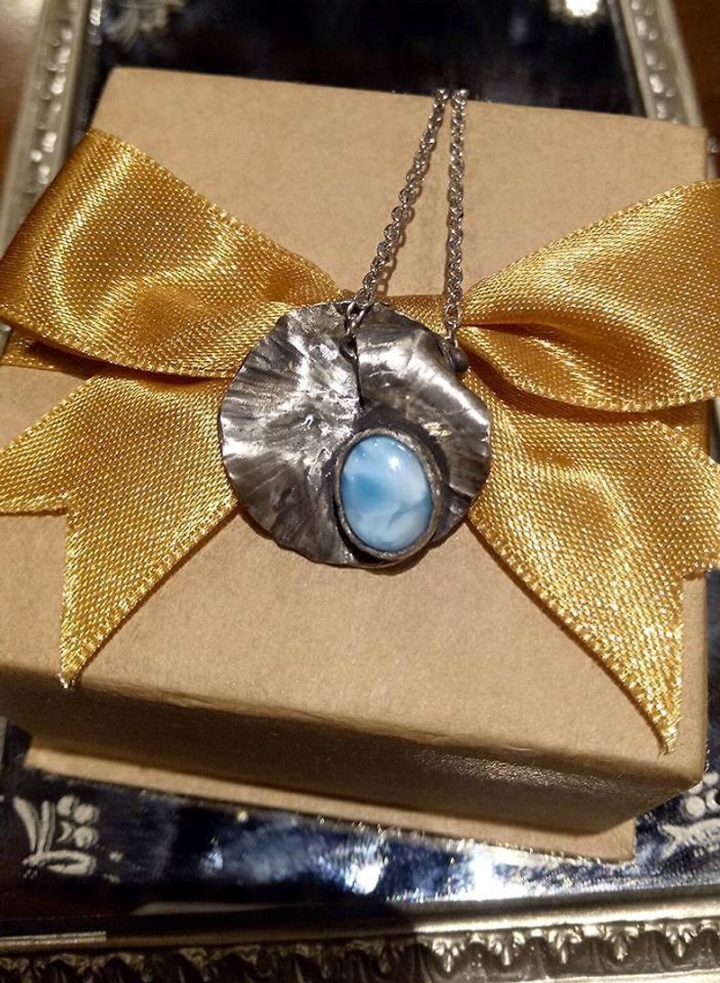 拉利瑪 荷葉純銀項鍊 - 項鍊 - 半寶石 藍色