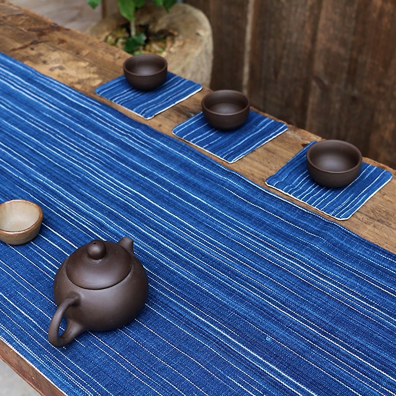 手織棉布植物藍染新中式民族風茶席桌旗茶幾桌布餐桌長條裝飾布藝 - 餐桌布/桌巾/餐墊 - 棉．麻 