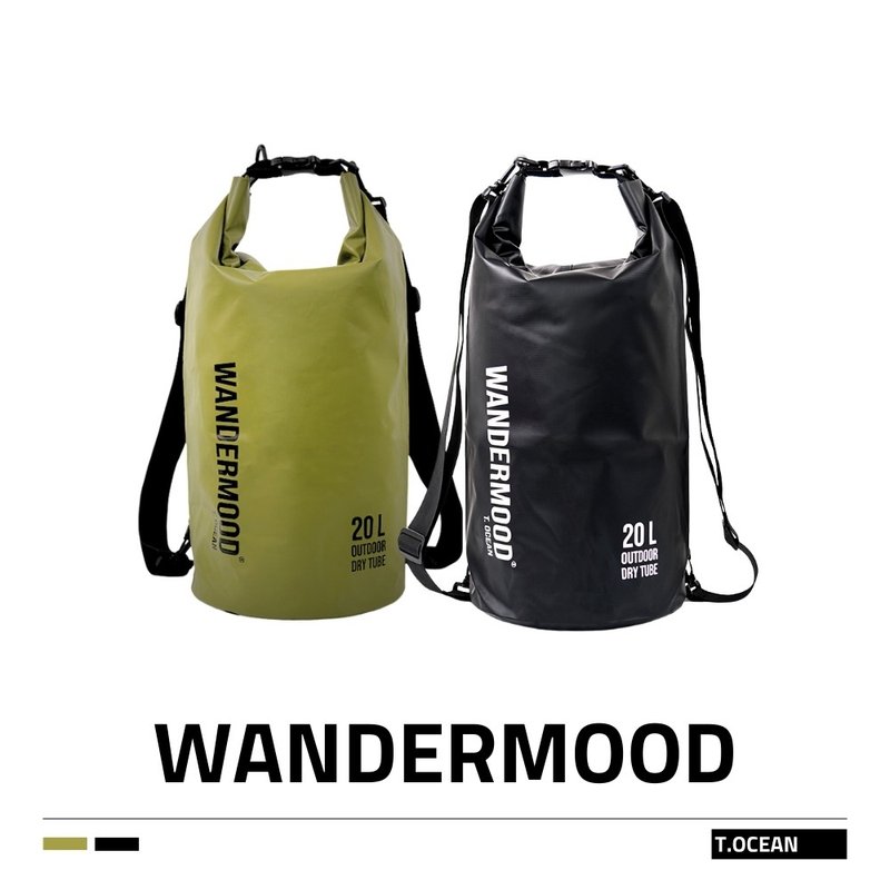 【WANDERMOOD】 T.OCEAN 20L waterproof backpack waterproof bag diving SUP self-diving - อุปกรณ์เสริมกีฬา - ไฟเบอร์อื่นๆ สีดำ