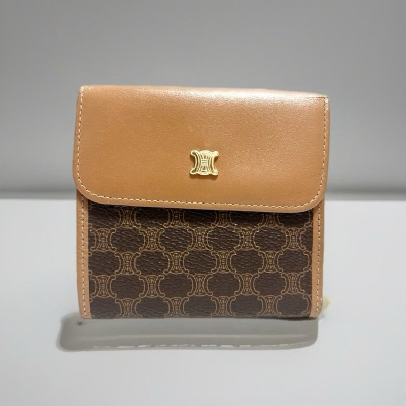 【LA LUNE】Second-hand Vintage CELINE Triomphe Monogram Long Wallet (HK Vintage) - กระเป๋าสตางค์ - วัสดุอื่นๆ สีนำ้ตาล