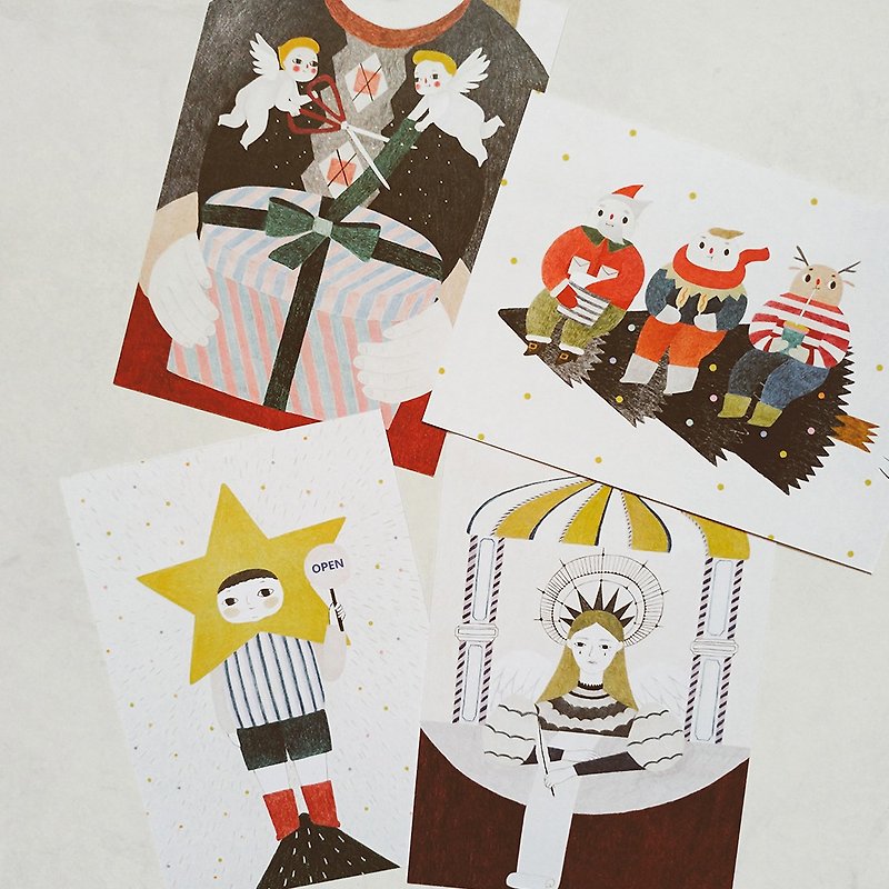 Christmas postcard (optional four-in-one combination) - Cards & Postcards - Paper 