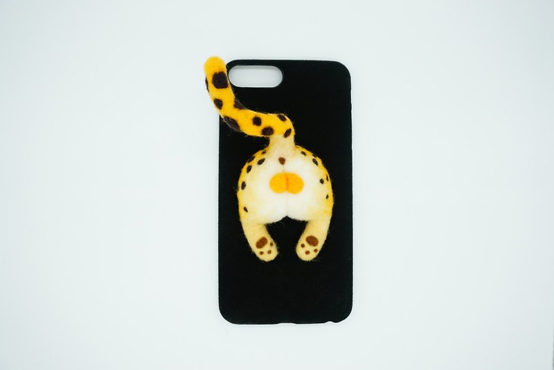 Needle Felting Leopard Butt Phone Case Wool Felt 3D Pard Ass Phone Cover Shell - Phone Cases - Wool Yellow