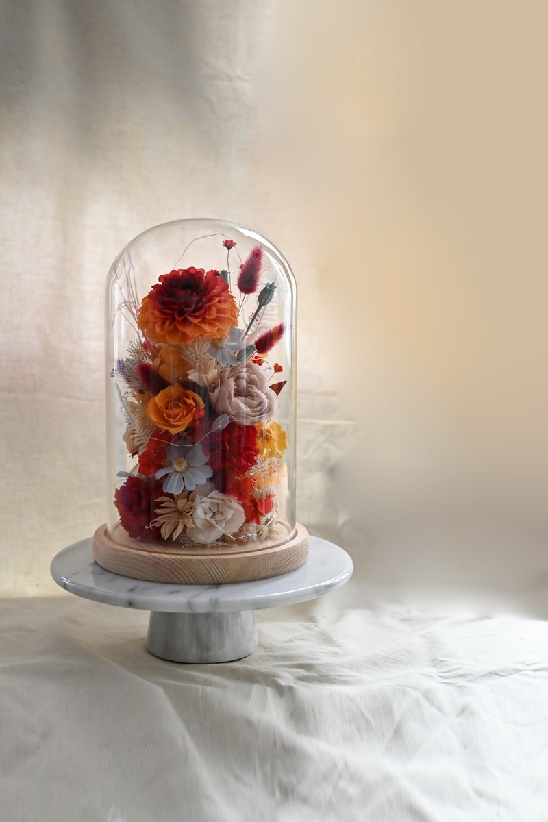 走過四季 永生花系列作品 盛夏花火 - 乾燥花/永生花 - 玻璃 橘色