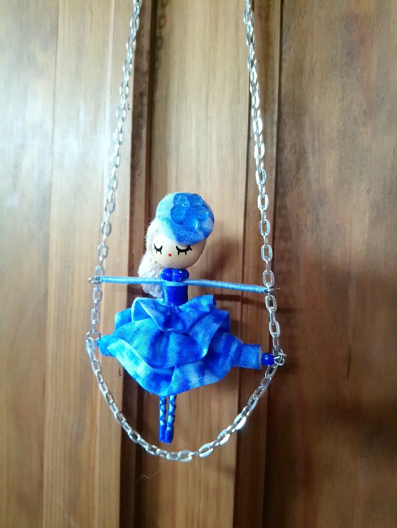 Balancing doll necklace - Necklaces - Other Metals Blue