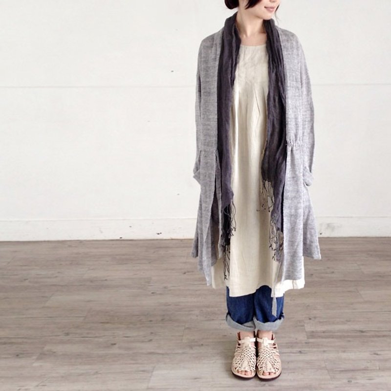 [] Armoire * 100% linen heather knit coat dress [rm-01] - Women's Sweaters - Cotton & Hemp Gray