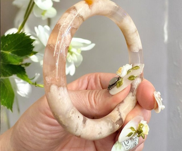 高品質 ピンクの桜瑪瑙ブレスレット 高品質]ピンク桜アゲートブレスレット/桜瑪瑙（約10mm玉